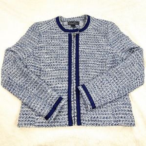 Lucky Brand Tweed Blue White Zippered Jacket